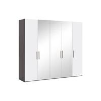 Goossens Kledingkast Easy Storage Ddk, Kledingkast 253 cm breed, 220 cm hoog, 2x draaideur en 3x spiegel draaideur midden - thumbnail