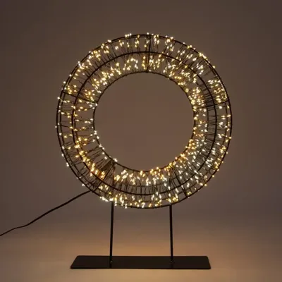 Anna&apos;s Collection LED krans op voet 800 lampjes flash metaal 28 x 6cm, warm wit/classic warm