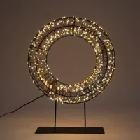Anna&apos;s Collection LED krans op voet 800 lampjes flash metaal 28 x 6cm, warm wit/classic warm - thumbnail