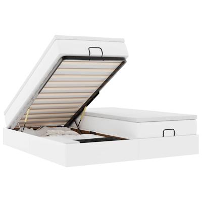 Ottoman bed met matrassen 200x200cm kunstleer wit