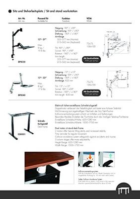 LogiLink Zit-sta-bureau BP0070 BP0070 Kleur tafelblad: Zwart (b x d) 700 mm x 705 mm Zilver - thumbnail