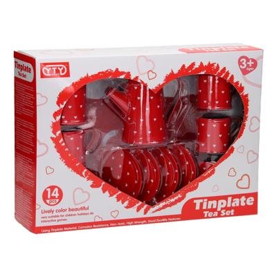 Tinnen Theeservies Rood Tinnen Theeservies Rood