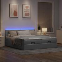 Ottoman bed met matrassen en LED's 180x200cm stof lichtgrijs - thumbnail