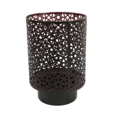 Casablanca windlicht zwart/paars 20 cm | 4 stuks