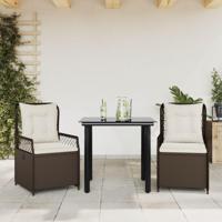 3-delige Tuinset met kussens poly rattan bruin - thumbnail