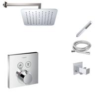 Hansgrohe Shower Select inbouw douchekraan met Mueller Cube 20cm douchekop en wandarm regendouche chroom - thumbnail