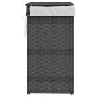 VidaXL Wasmand met deksel 46x33x60 cm poly rattan grijs - thumbnail