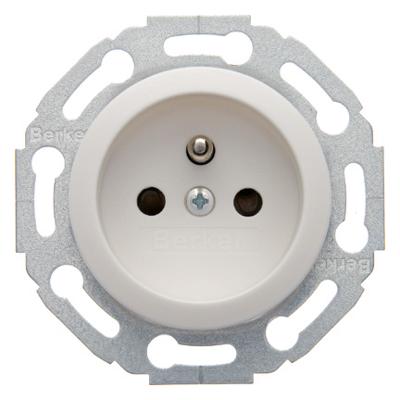 Stopcontact Berker serie 1930/glasserie/palazzo met penaarde en kinderbeveiliging wit