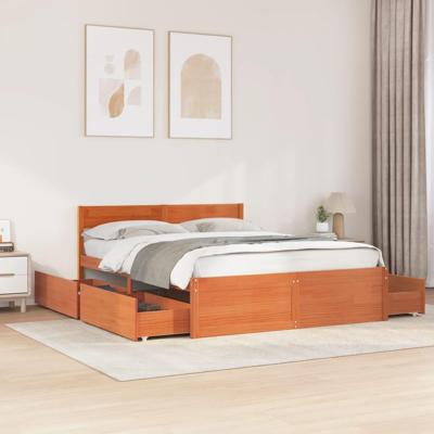 Bedframe zonder matras massief grenenhout wasbruin 160x200 cm Bedframe zonder matras massief grenenhout wasbruin 160x200 cm