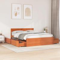 Bedframe zonder matras massief grenenhout wasbruin 160x200 cm - thumbnail
