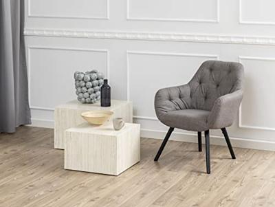 Bendt Vierkante Salontafel 'Flavian' Travertin look, Set van 2 stuks