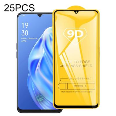 Voor OPPO F15 25 PCS 9D Full Glue Full Screen Tempered Glass Film