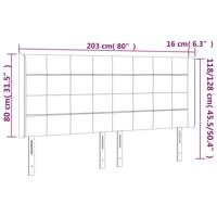 Hoofdbord met randen 203x16x118/128 cm fluweel lichtgrijs - thumbnail