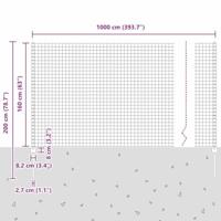 VidaXL Hek met paal groen 1,6 x 10 m staal en pvc - thumbnail