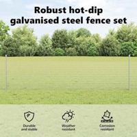 VidaXL Hek met paal zilver 0,5 x 50 m staal - thumbnail