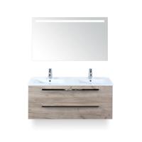 Seville Badmeubelset 120 cm - 2 laden Craft Oak - Wastafel Enjoy Dubbel - met Sence Spiegel - thumbnail