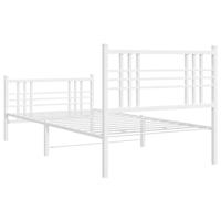 Bedframe met hoofd- en voeteneinde metaal wit 90x190 cm - thumbnail