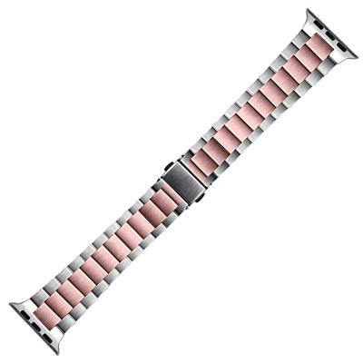 Stalen schakelband - Zilver met rosé - Geschikt voor Apple watch 44mm / 45mm / 46mm / 49mm Stalen schakelband - Zilver met rosé - Geschikt voor Apple watch 44mm / 45mm / 46mm / 49mm