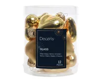 12 Glazen hartjes 40 mm licht goud KSD Decoris - Decoris - thumbnail