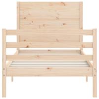 Bedframe met hoofdbord massief hout - thumbnail