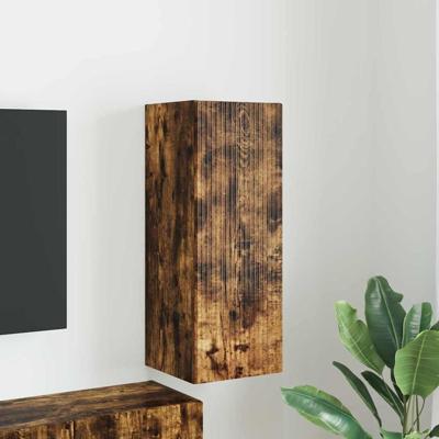 TV Wandkast Gerookt eiken 30 x 31 x 80 cm Bewerkt hout