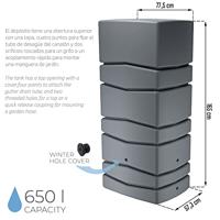 Regenton Aqua Tower 650 liter grijs - thumbnail