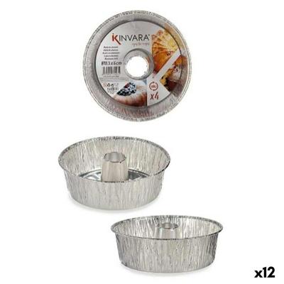 Set met cakevormen Kinvara Zilverkleurig Aluminium 19,5 x 7 x 19,5 cm 19,5 x 19,5 x 6 cm 4 Onderdelen (12 Stuks)