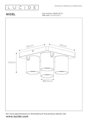 Lucide NIGEL - Plafondspot - LED Dim to warm - GU10 - 4x5W 2200K/3000K - Wit Lucide NIGEL - Plafondspot - LED Dim to warm - GU10 - 4x5W 2200K/3000K - Wit
