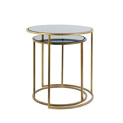 Light & Living Bijzettafel 'Duarte' Set van 2 stuks, glas smoke-goud Light & Living Bijzettafel 'Duarte' Set van 2 stuks, glas smoke-goud
