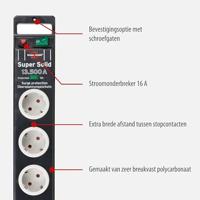 Brennenstuhl Super-Solid overspanningsbeveiliging 13.500 A 5-voudig zwart 2,5 m H05VV-F 3G1,5 - 1153380315 - thumbnail