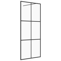 Inloopdouchewand 80x195 cm ESG-glas transparant en zwart - thumbnail