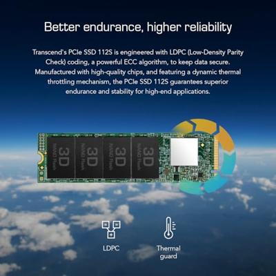 Transcend 112S 256 GB NVMe/PCIe M.2 SSD 2280 harde schijf PCIe NVMe 3.0 x4 Retail TS256GMTE112S