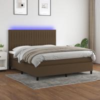 Boxspring met matras en LED stof donkerbruin 160x200 cm - thumbnail