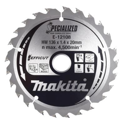 Makita Cirkelzaagblad voor Hout | Efficut | Ø 136mm Asgat 20mm 25T - E-12120