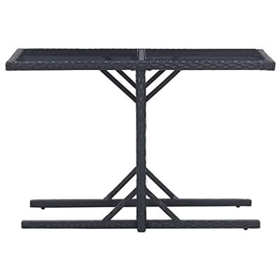 3-delige Tuinset poly rattan en gehard glas zwart - thumbnail