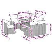 9-delige Loungeset met kussens poly rattan acacia beige - thumbnail