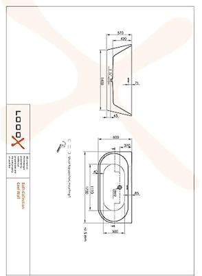 Looox Cool half vrijstaand bad 170x80x57cm mat wit