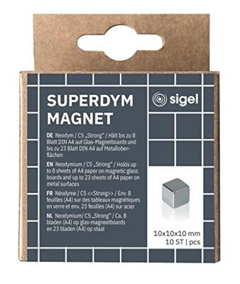 Sigel Neodymium magneet C5 Strong (b x h x d) 10 x 10 x 10 mm Dobbelsteen Zilver 10 stuk(s) BA193 Sigel Neodymium magneet C5 Strong (b x h x d) 10 x 10 x 10 mm Dobbelsteen Zilver 10 stuk(s) BA193