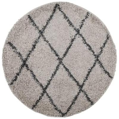VidaXL Vloerkleed pamplona shaggy hoogpolig ø 120 cm beige antraciet - thumbnail