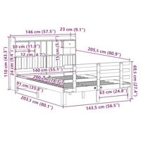 Bed met boekenkast zonder matras massief grenenhout 140x200 cm - thumbnail