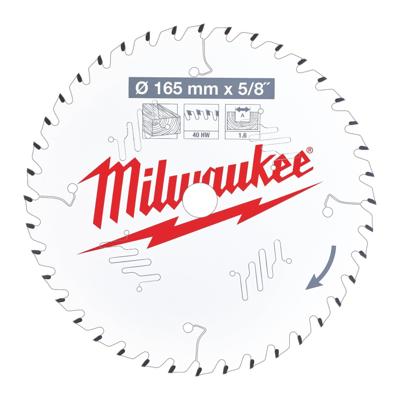 Milwaukee Cirkelzaagblad voor Hout | Ø 165mm Asgat 15,87mm 40T - 4932471312