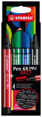 STABILO pen 68 max arty - viltstift met dikke beitelpunt - set 4 stuks