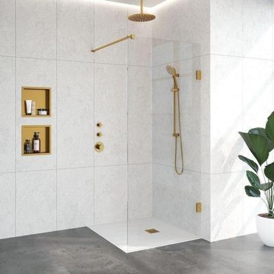 Brauer Void - Inloopdouche - Helder Glas - 90 x 200 cm - incl. Glascoating - PVD Goud Geborsteld