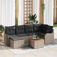 Tuinbankenset met kussen 7 pcs Grijs poly rattan - thumbnail