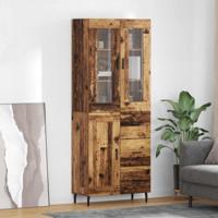 Hoge kast met lade 2 pcs Oud Hout Geengineerd Hout en Glas - thumbnail