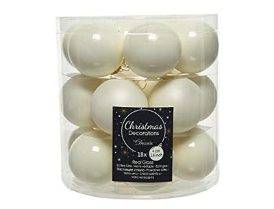 Decoris kerstballen glas Wolwit 4cm 18st