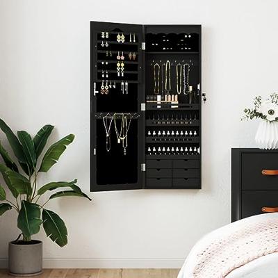 VidaXL Sieradenkast met spiegel wandgemonteerd 37,5x10x106 cm zwart