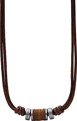 Fossil JF00899797 Ketting Vintage Casual staal/leder 45-50 cm Fossil JF00899797 Ketting Vintage Casual staal/leder 45-50 cm