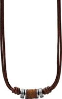 Fossil JF00899797 Ketting Vintage Casual staal/leder 45-50 cm - thumbnail