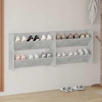 VidaXL Wandschoenenkasten 2 st 80x18x60 cm spaanplaat betongrijs - thumbnail